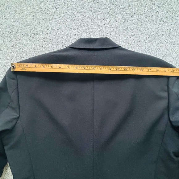 David Taylor Blazer 42L All Black Wool Blend Suit Jacket Gold Button Sport Coat - Picture 13 of 14